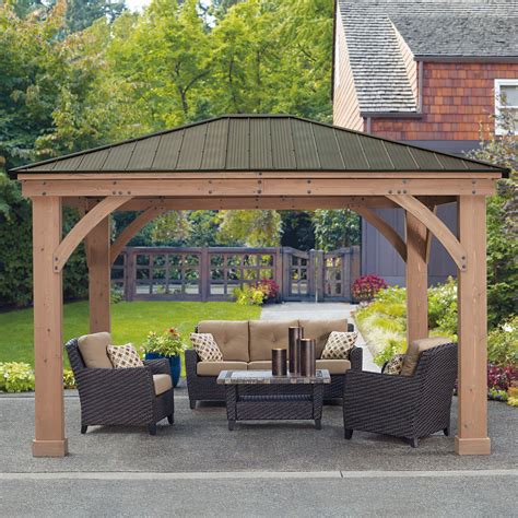 yardistry gazebo|yardistry 12’ x 14’ gazebo with aluminum roof.